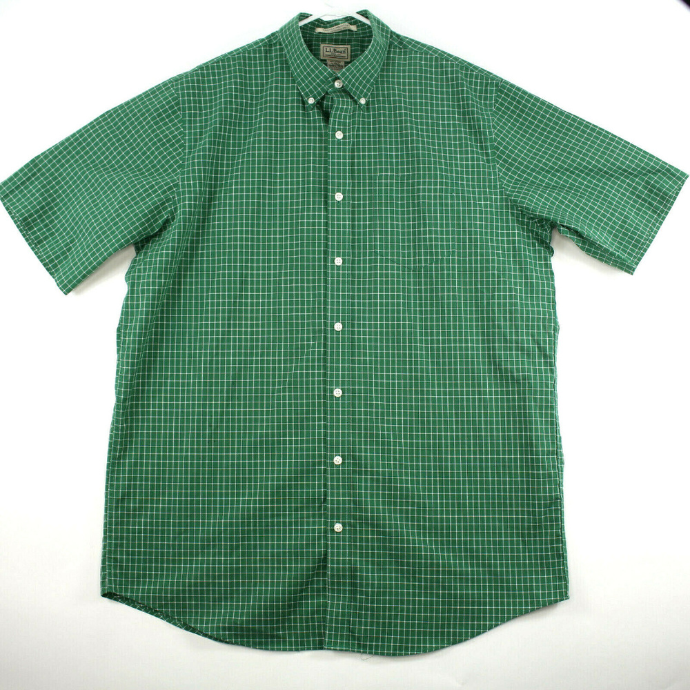 L.L. Bean Mens Button Front Shirt XLT Short Sleeve